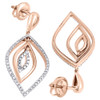 10K Rose Gold Moving Petal Shape Diamond Dangle Drop Fashion Earrings 0.40 Ct.