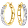 10K Yellow Gold Round Diamond Pave Ladies Hoops Huggies Earrings 0.30 Tcw