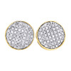 10K Yellow Gold Round Cut Diamond Flat Circle Pave Studs 10mm Earrings 0.40 Ct.