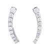 10K White Gold Diamond Ear Climbers Graduated Stones Earrings 1/2" Long 0.25 CT.