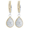 Diamond Dangle Drop Earrings Two Tone Sterling Silver White Finishing 0.60 Ct.