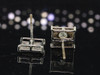 Diamond Studs .925 Sterling Silver Round Solitaire Square Earrings 0.27 Tcw.