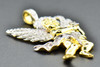 Diamond Mini Angel 3D Pendant .925 Sterling Silver Yellow Finish Charm 0.55 CT