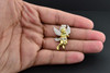 Diamond Mini Angel 3D Pendant .925 Sterling Silver Yellow Finish Charm 0.55 CT