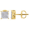 10K Yellow Gold Diamond Square Studs Small 6.50mm 4 Prong Earrings 0.25 Ct.