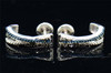Blue Diamond Huggies Ladies .925 Sterling Silver Round Pave Earrings 0.21 Ct.