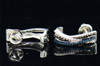 Blue Diamond Huggies Ladies .925 Sterling Silver Round Pave Earrings 0.21 Ct.