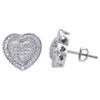 10K White Gold Diamond Heart Shape Studs Double Frame Dome Puff Earrings 1/2 CT.