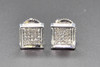 Diamond Square Stud Earrings 10K White Gold 3D Round Cut Pave 0.20 Ct 6.68mm