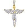10K Yellow Gold Real Diamond Angel Pendant Fully Iced Pave 1.95" Charm 1.05 CT.