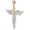 10K Yellow Gold Real Diamond Angel Pendant Fully Iced Pave 1.95" Charm 1.05 CT.