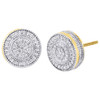 10K Yellow Gold Round Cut Diamond Stud Earrings 10mm Pave 3D Cube Circle 0.75 Ct