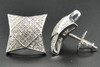 Diamond Studs Kite Shape Domed Mens Ladies 10K White Gold Pave Earrings 0.30 Ct.