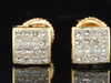 Diamond Stud Earrings Mens 14K Yellow Gold Square Princess Cut 0.61 Tcw.