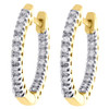 10K Yellow Gold Round Diamond 2mm In & Out Hinged Hoop Earrings 0.25 Ct.