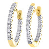 10K Yellow Gold Round Diamond 2mm In & Out Hinged Hoop Earrings 0.25 Ct.