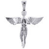 Diamond Angel Pendant 10K White Gold Fully Iced Pave Charm 1.05 CT.