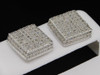 MENS 10K WHITE GOLD .54C DIAMOND 3D CUBE STUD EARRINGS