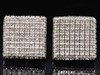 MENS 10K WHITE GOLD .54C DIAMOND 3D CUBE STUD EARRINGS