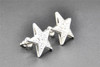 Diamond Star Studs 10K White Gold Uni-Sex Round Cut Pave Earrings Puffed 0.14 CT