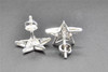 Diamond Star Studs 10K White Gold Uni-Sex Round Cut Pave Earrings Puffed 0.14 CT
