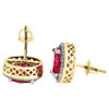 Diamond Earrings 10K Yellow Gold Round Created Ruby Fashion Studs 0.20 Ct.