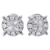 14K White Gold Genuine Diamond Round Studs 7.15mm Circle Halo Earrings 0.50 Ct.