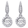 10K White Gold Solitaire Dancing Diamond Circle Drop Dangle Earrings 0.63 Ct.