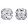 10K Yellow Gold Genuine Diamond Studs 8mm Square Cluster Halo Earring 0.59 CT.