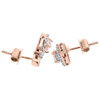 Diamond & Morganite Earrings 10k Rose Gold Round Ladies Danglers 1.09 Tcw