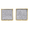 10K Yellow Gold Diamond Pave Studs Small 13.10mm Square 4 Prong Earrings 0.50 Ct