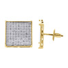 10K Yellow Gold Diamond Pave Studs Small 13.10mm Square 4 Prong Earrings 0.50 Ct