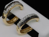 Black Diamond Hoops 14K Yellow Gold Ladies Fashion Snap Closure Earrings 0.70 Ct