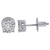 10K White Gold Diamond Circle Flower Studs Cluster Mini 5.35mm Earrings 0.13 Ct.