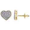 10K Yellow Gold Pave Diamond Heart Studs 8.85mm Ladies Earrings 0.20 Ct.