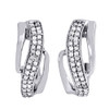 Diamond Hoop Earrings 10k White Gold Round Cut Pave Swivel Huggie 1/4 Ct.