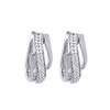 Diamond Hoop Earrings 10k White Gold Round Cut Pave Swivel Huggie 1/4 Ct.