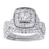 Diamond Engagement Wedding Ring White Gold Princess Solitaire Bridal Set 2 Tcw