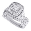 Diamond Engagement Wedding Ring White Gold Princess Solitaire Bridal Set 2 Tcw