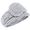 Round Pave Diamond Engagement Wedding Ring 10K White Gold Bridal Set 0.50 Ct.