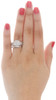 Round Pave Diamond Engagement Wedding Ring 10K White Gold Bridal Set 0.50 Ct.