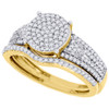 Diamond Wedding Ring 10K Yellow Gold Bridal Set 0.50 Ct. Curved Engagement Band