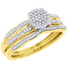 Diamond Engagement Wedding Ring Yellow Gold Round Pave Head Bridal Set 0.25 Ct.