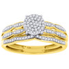 Diamond Engagement Wedding Ring Yellow Gold Round Pave Head Bridal Set 0.25 Ct.