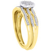 Diamond Engagement Wedding Ring Yellow Gold Round Pave Head Bridal Set 0.25 Ct.