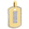 10K Yellow Gold Diamond Dog Tag Pendant 1.30" Mens Round Pave Charm 0.38 Ct.