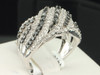 Ladies 10K White Gold Black Diamond Engagement Ring Wedding Band Set 1.52 Ct.