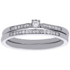 10K White Gold Solitaire Diamond Bezel Set Wedding Ring Bridal Set 0.13 Ct.