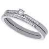 10K White Gold Solitaire Diamond Bezel Set Wedding Ring Bridal Set 0.13 Ct.