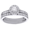 14K White Gold Solitaire Diamond Round Halo Engagement Ring Bridal Set 0.50 Ct.
